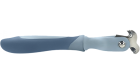 Râteau démêloir bleu pour chien et chat, lames inox et poignée ergonomique, pour un pelage sain et brillant.