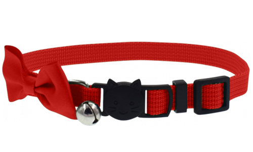 Collier rouge pour chat avec nœud élégant et réglable, léger, et doté d'une clochette pour le style et la sécurité.