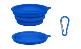 Blaues zusammenklappbares Hundeschälchen, 350 ml, kompakt, reisetauglich, zusammenklappbar für einfache Reinigung.