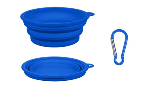 Bol pour Chien Pliable Bol pliable pour chien bleu, 350 ml, compact, pratique pour les voyages, facile à transporter et nettoyer.