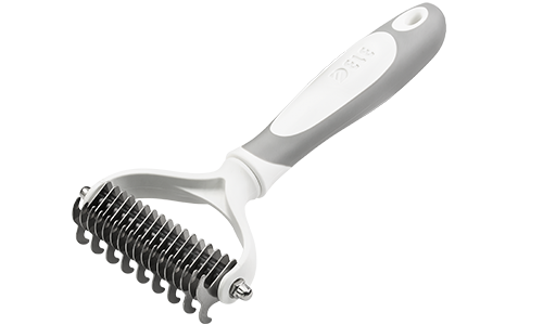 Peigne Démêlant pour Chien et Chat Râteau démêloir blanc pour chien, avec lames inox et poignée ergonomique, pour enlever les nœuds et réduire la perte.