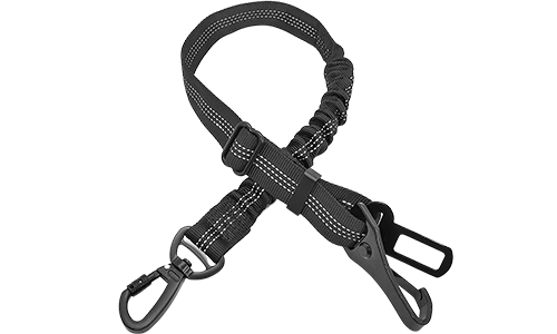 Cintura Di Sicurezza Per Cani Guinzaglio per cane riflettente nero per auto, lunghezza 55 - 65 cm, cinturino regolabile, materiale riflettente visibile.