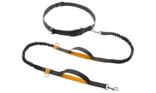 Guinzagli Mani Libere per Cani Guinzaglio retrattile arancione per corsa, lunghezza 70 - 120 cm, larghezza 2,5 cm, cinturino regolabile, manici imbottiti.