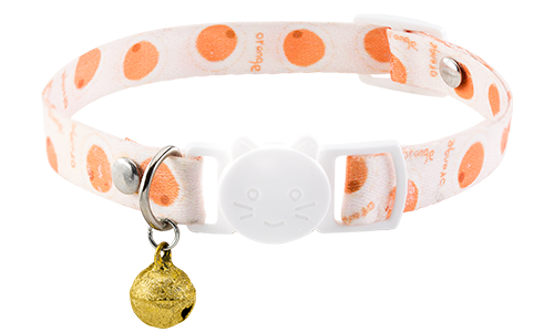 Collier Anti Étranglement pour Chat Collier anti-traction pour chat, design orange, ajustable et léger, avec boucle blanche et clochette dorée.