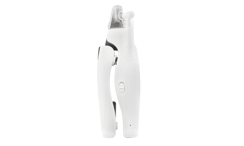 Coupe-ongles blanc pour chien avec lumière LED intégrée, lime cachée, design sécurisé et ergonomique pour plus de précision.