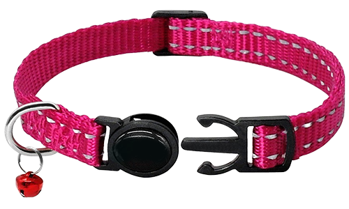 Collier pour Chat Reflechissant Collier pour chat rose réfléchissant, durable et résistant, nylon léger et réfléchissant.