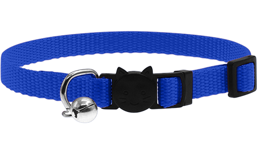 Collier Pour Chat Anti-étranglement Collier réglable bleu pour chat, léger, avec boucle de sécurité motif chat et petite clochette argentée.