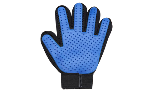 Fellpflegehandschuh für Hunde Blaue Pflegehandschuh für Hunde, mit verbesserten fünf Fingern und Gummispitzen, mit verstellbarem Riemen.