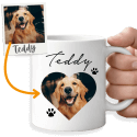 Personalisierte Hund Tasse mit deinem Hundefoto in Herzform
