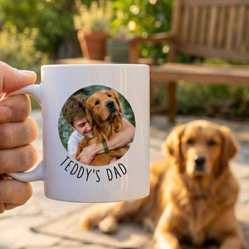 Personalisierte Hund Tasse mit rundem Foto – individuelles Geschenk für Hundebesitzer